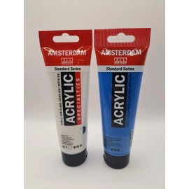 Amsterdam LOT OF 2 Amsterdam All Acrylic Paint Manganese Blue PHTH #582 & Parel Wit #817