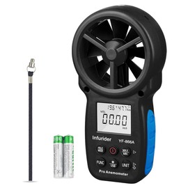INFURIDER YF-866A Handheld Anemometer Digital Wind Speed Meter Gauge Wind Speed Temperature Humidity Measurement with USB Sync to PC for HVAC CFM Air Flow Velocity
