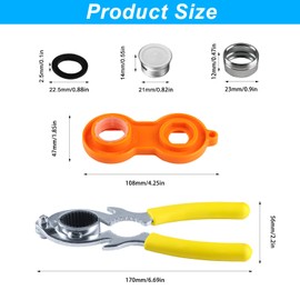 QBXMY7 6 Pcs Faucet Aerator Removal Wrench Tool, Incl 2 x Sink Faucet Bubbler Aerator Wrenches Kit + 4 x M24 Aerator for Sink Faucet, Faucet Aerator Disassembly Wrench Tool Kit Repair Spanner Tool
