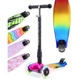 BOLDCUBE Big Fold | Three Wheel Scooter for Children Ages 5-10 Years | LED Wheels with Flashing Lights | Height Adjustable 65 to 89 cm | Rear Reflectors