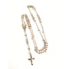 Rosarios Catolicos Silver, Rose and Gold Tone Tricolor Catholic Rosary