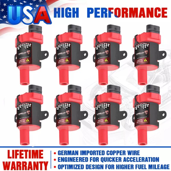CarBole 8 Red High Performance Ignition Coils Pack For GMC