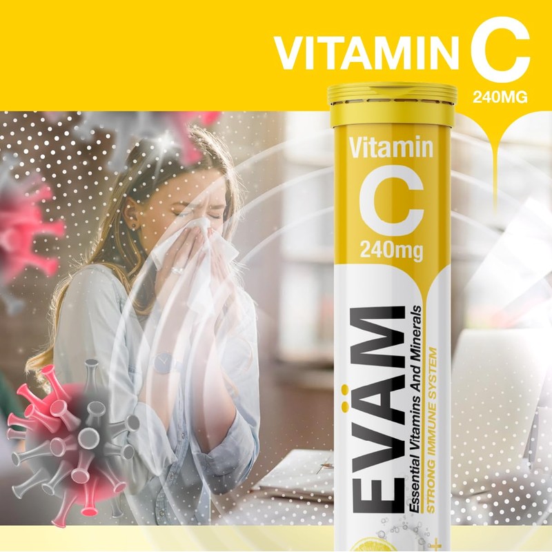 EVÄM Vitamin C 240 mg Effervescent Tablets, Lemon Flavour, 2