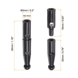 sourcing map Umbrella Connection Head Beads 2.4 mm Hole Diameter 32 mm Length Metal Umbrella Components for Reverse Umbrella Cover Parts Black Pack of 10