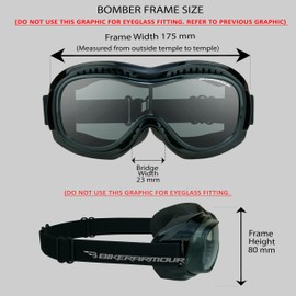 Bikershades Motorcycle Goggles Over Eye Glasses with Polycarbonate Safety Clear Lenses. Bomber Smoke