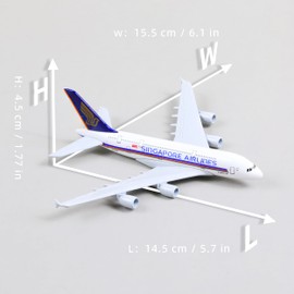 QIYUMOKE 1/400 A380 Model Plane Singapore Diecast Metal Airplane Model kit Airways Model Planes Airbus A380 with Stand (5.7 inches L) for Aviation Aircraft Gifts, Desktop Display Collections