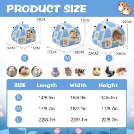 SUSOO Plush Warm Hamster Hideout for Small Animal Bedding Cage Accessories,Breathable Guinea Pig Bed House Hideout for Dwarf Rabbits,Chinchillas,Hamsters,Hedgehogs,Squirrel and Rats（Flowers/M/Size