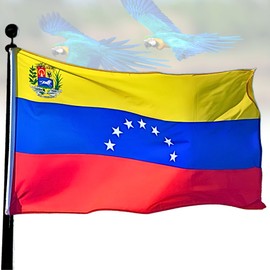 Venezuela Flag 7 Stars - Bandera de Venezuela, 90 x 150 cm (3 ft x 5 ft), Weatherproof, 100% Polyester with Metal Eyelets, Venezuela Flag for Venezuela Decoration, Patriotic Occasions