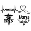Nurse Decal 4 Pack: Nurse Heartbeat, Heart, Nurse Life, RN