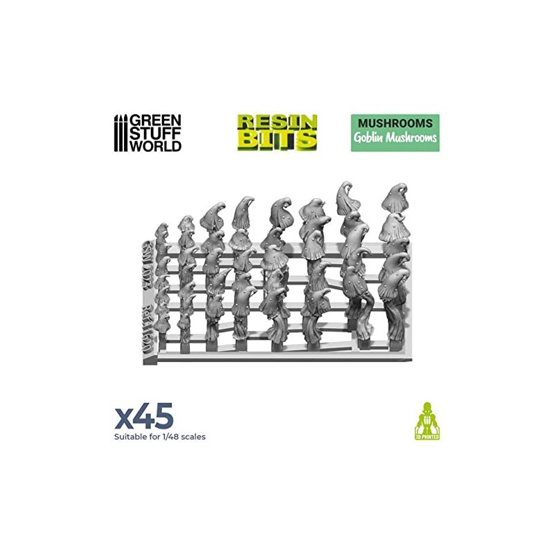 グリーンスタッフワールド(Green staff world) ジオラマアクセサリー 3Dプリントセット ゴブリン・マッシュルーム 45個入 ホビー用アクセサリー GSWD-11620