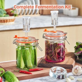 JILLMO Fermentation Jar, 700ml Fermenting Kit with Fermentation Weights and Airlocks, Pack of 2