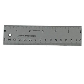 Ludwig Precision Non-Slip Backed Aluminum Straight Edge Ruler, 6-INCH, Silver