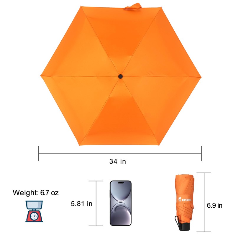 GAOYAING Compact Travel Umbrella with Case, Small Mini Lightweight 34-Inch