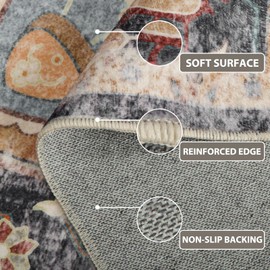 RELEANY 8x10 Area Rug Vintage Machine Washable Low Pile Carpet No Shedding Area Rugs for Living Room Bedroom Dining Room Kitchen Entryway Hallway Office Indoor-Dark Chocolate