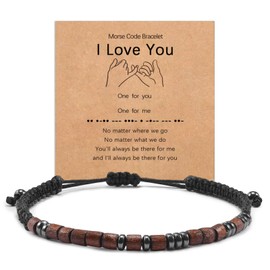 YELUWA I Love You Gifts Morse Sign Bracelets for Men Son Gift Husband Gift for Boyfriend Anniversary Gift for Him Wedding Anniversary Gifts for Men Valentine's Day, Stainless Steel, Bead