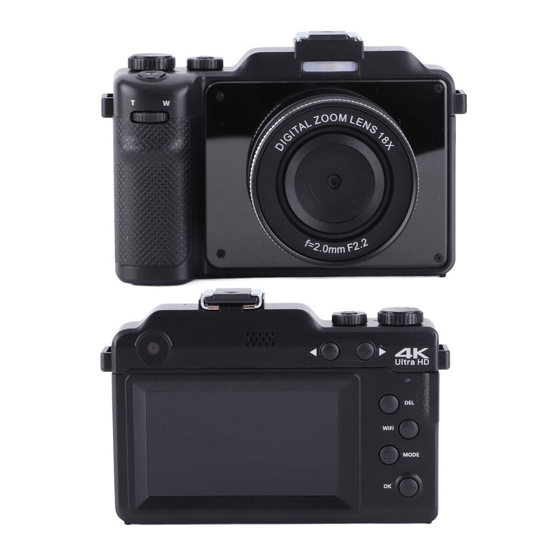 Wifi Digital Camera Dual Lens Front Rear 4K 64MP Portable