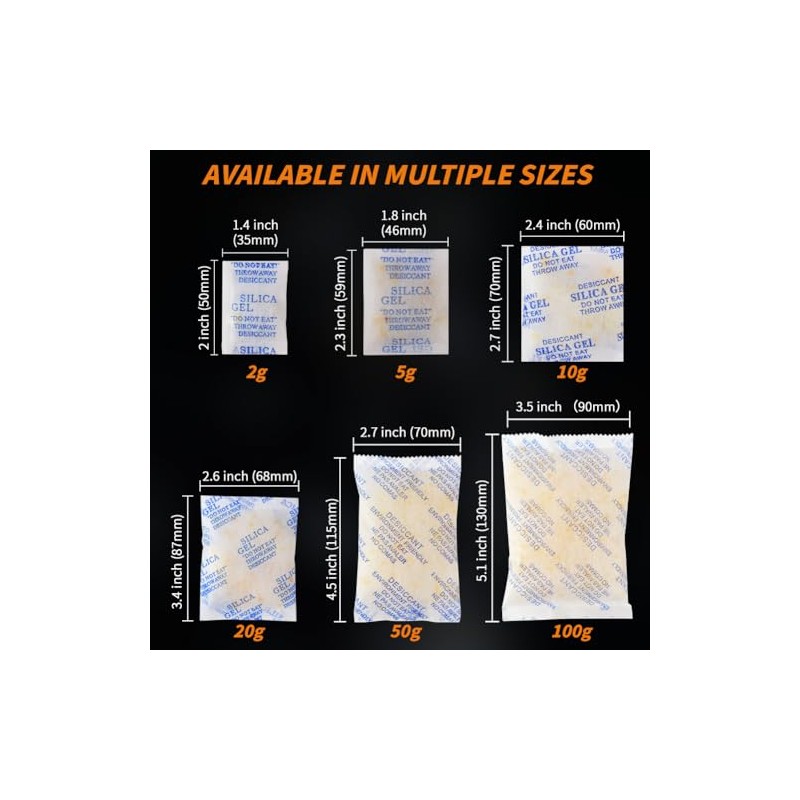 TPmax 50g x 10 Packs Silica Gel Desiccant Sachets, Reusable