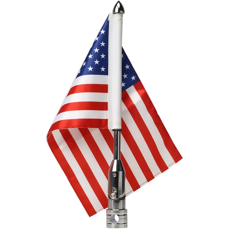 Motorcycle Flag Pole Fold Down 90° and American Premium Double