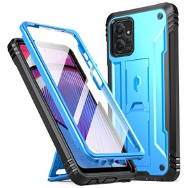 Poetic Revolution Case for Moto G Power 2023 5G [Not for 2022 Version], [20FT Mil-Grade Drop Tested], Full-Body Shockproof Protective Cover with Kickstand and Built-in-Screen Protector, Light Blue
