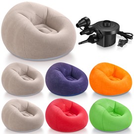 Realspring 6 Pcs Inflatable Bean Bag Chairs for Adults with Electric Air Pump, Blow up Couch Folding Portable Inflatable Couch Lazy Sofa for Outdoor Movie Nights Camping Room (Colorful)