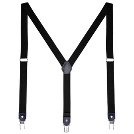 DonDon Men's Fashion Braces Suspenders 2,5 cm 1,0" Wide with 3 Clips in Y-Form Elasticated and Adjustable Length in - Black