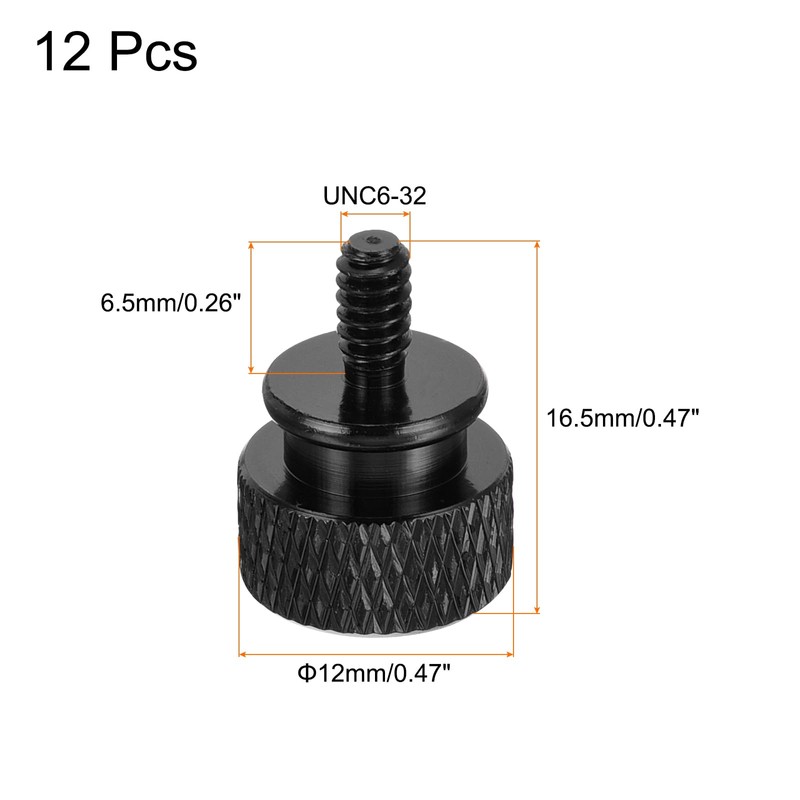 sourcing map 12pcs UNC6-32x6.5mm Knurled Thumb Screw Computer Case Threaded