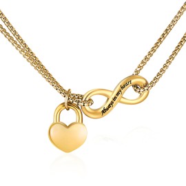 XIUDA Infinity Urn Necklace for Human Ashes Always in My Heart Cremation Necklace Stainless Steel Memorial Ash Jewelry for Women