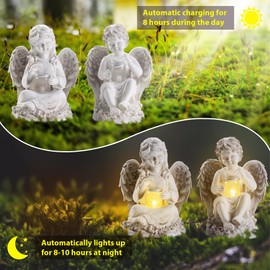 ZhiYo-GD 2 Pack Outdoor Angel Statue Garden Decor，Classic Solar Angel Figurine Decoration for Yard Art Indoor Porch Home Lawn Outside Light up Cherub Sculpture Guardian Wings Angel Memorial Gifts