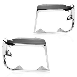 G-PLUS Grille Headlight Door Bezel Chrome Set Pair Compatible with 1992-1996 Bronco/1992-1997 Ford F150 F250 F350 Headlamp Trim Door Right Passenger & Left Driver Side 2pcs