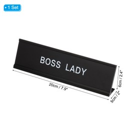 PATIKIL Funny Nameplate, 8"x2" Novelty Desk Sign Plaque Aluminum Desk Name Plate with Base for Office, Black White (Lady)