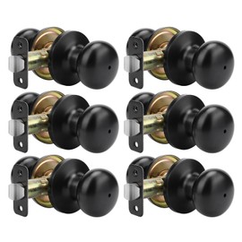 Goldenwarm Black Interior Door Knobs, Matte Black Bedroom Door Knob, Door Knobs Interior Bulk, Privacy Door Knob for Bedroom or Bathroom(6 Pack)
