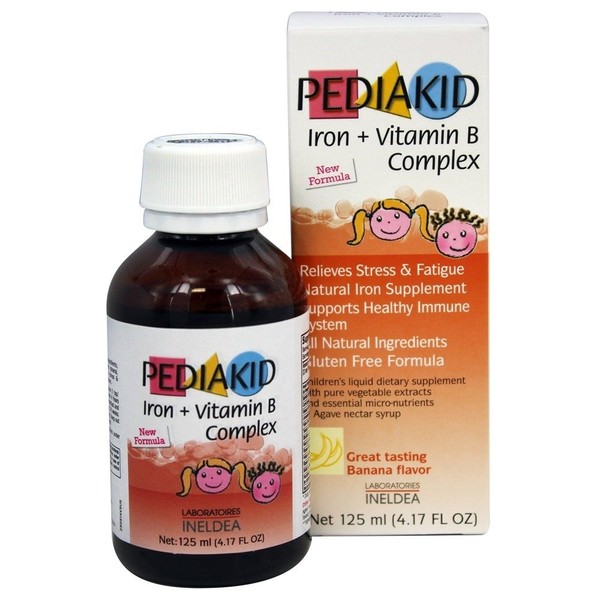 Pediakid Iron + Vitamin B Complex All New Formula Natural Vitamins & Mineral Supplement to Help Children with Fatigue, Tiredness and Frail Conditions