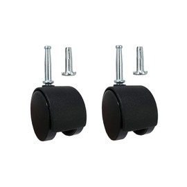 Shepherd 2" Smooth-Rolling Twin Wheel Office Chair Casters, Dual-Wheel Swivel Caster Wheels for Office Chairs, Set of 2, Black