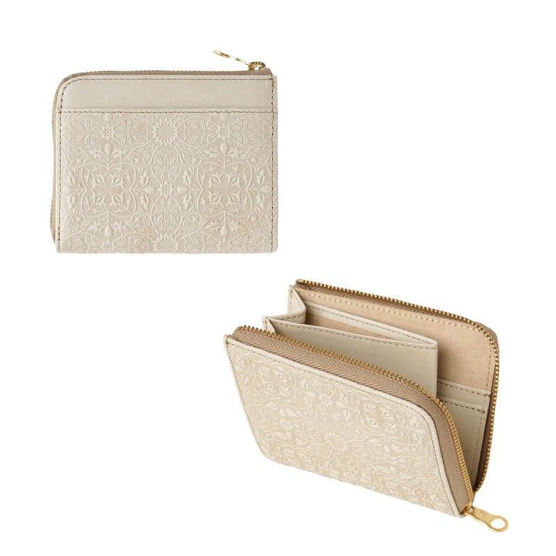 HIRAMEKI. Morris Wallet, Genuine Leather, L-Shaped Zipper, Mini Wallet, Women's,