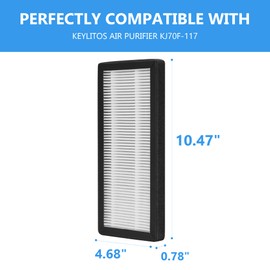 GoKBNY 4-Pack KJ70F-117 True HEPA Replacement Filter, Compatible with Keylitos Purifier KJ70F/KJ70F-117, Pre-Filters + True HEPA Filters