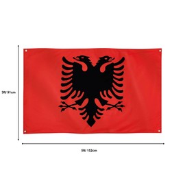 Runesol Albania Flag, 91x152cm, 3ft x 5ft, 4 Grommets, Eyelet In Every Corner, Albanian Flag, Flag Of Albania, Flamuri i Shqipërisë, Premium Flags, Inside, Outside, Vivid Colours, Public Holiday