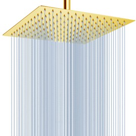 Rain Shower Head - Voolan 12 Inches Large Rainfall Shower Head Made of 304 Stainless Steel - Perfect Replacement For Your Bathroom Showerhead (12" Gold)