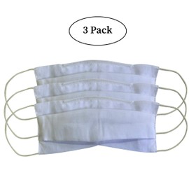 LOFBAZ Cotton Cloth Face Coverings Washable Reusable with Filter Pocket (White - Pack of 3, Big Kids 9 to 13 Years)