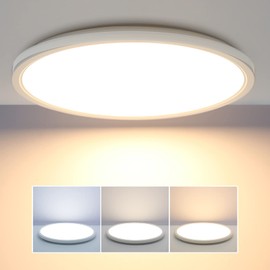 Epochglo LED Ceiling Light Flat with Motion Sensor, Ceiling Light Lamp with Motion Sensor Indoor, 3000 K/4500 K/6000 K, IP44.18 W, 1800 lm, 22 cm, Ultra Thin, Round, White