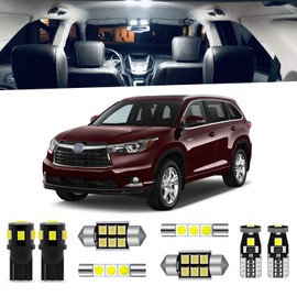 ENDPAGE 14pcs Highlander LED Interior Light Kit for Toyota Highlander 2014 2015 2016 2017 2018 2019 2020 White 6000K Interior LED Lighting Package + License Plate Lights, Install Tool