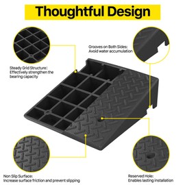 Lakexus 2PCS Rubber Curb Ramp, 20"*20"*7" Rise Threshold Ramp, Heavy Duty 7000Lbs Capacity Driveway Curb Ramp, Portable Shed Ramps for Low Cars Vehicle Motorcycle Wheelchairs Bikes