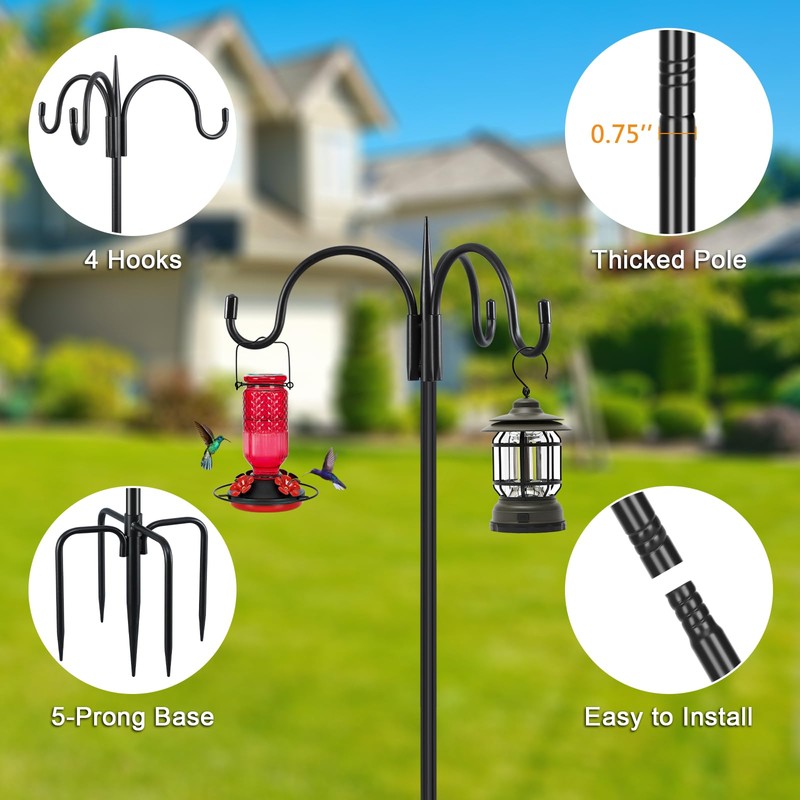 FEED GARDEN [Upgrade Version 92 Inch Three Shepherd Hooks for