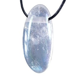 Lebensquelle Plus Angel Aura Rock Crystal Drop Pendant, Drilled Tumbled Stone Pendant with Cotton Band, High-Quality Gemstone Pendant, Semi Precious Stone, rock crystal