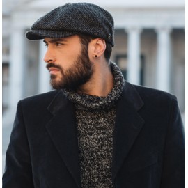 WEROR Men's Flat Cap - Peaked Cap Flat Cap Men's Hat - Autumn/Winter - WEROR-280.1 (58, 59, Anthracite)
