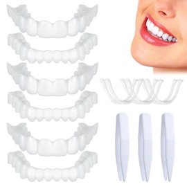 IKOPFLN 3 Pairs Provisorischer zahnersatz Zahnprothesen Zähne zum aufstecken Keine Löcher Gefälschte Zähne, zahnersatz zum aufstecken Provisorische Zahnersatz Prothese Künstliche Veneers