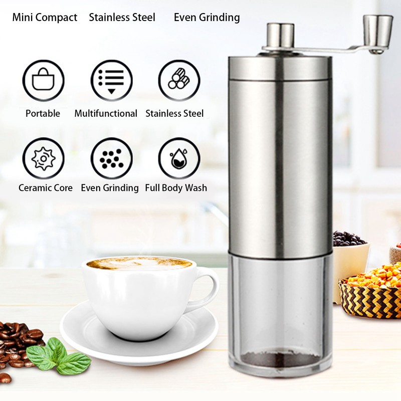 Hand Crank Coffee Grinder Multifunctional Stainless Steel and Ceramic Manual