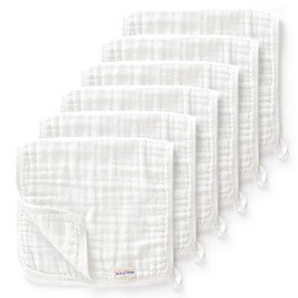Maliton Muslin Burp Cloths for Baby 6 Pack Large 20''x10'' 100% Cotton Burp Cloths Absorbent and Soft 6 Layers Muslin Baby Stuff for Newborn Unisex(White, Pack of 7)