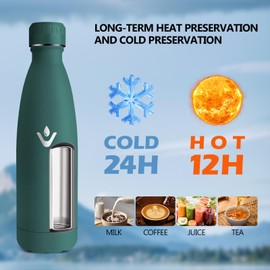 HoneyHolly Stainless Steel Water Bottle, 500 ml, BPA-Free, Thermos Flask, 18/8 Stainless Steel, Children's Water Bottle, Double-Walled Vacuum Insulated, Thermos Flask for School, Outdoor, Camping,