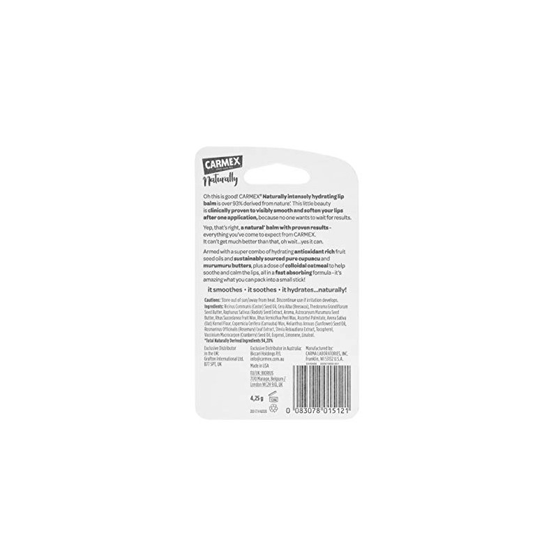 CARMEX Naturally Berry Lip Balm Stick, (4.25g) Colloidal Oatmeal, Pure