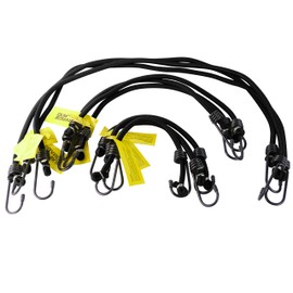 Savage Island Tensioning Elastics Extra Strong Olive Green with Hooks on Both Ends Elastic Garden Car DIY Luggage Outdoor Camping - 3 x 30 cm, 3 x 45 cm + 3 x 75 cm